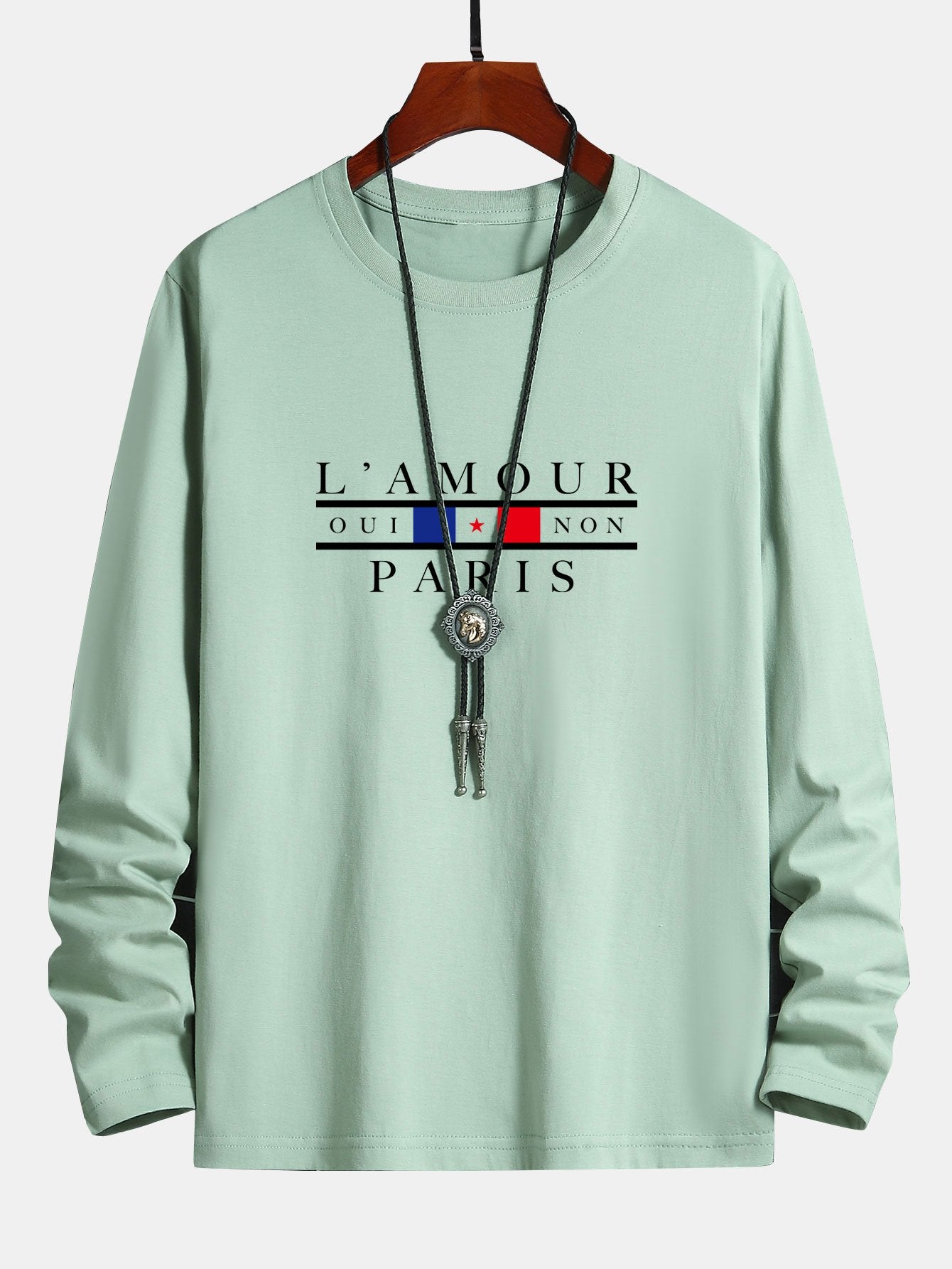 Long Sleeve Paris Slogan Print Cotton T-Shirt - Image 5