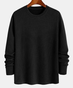 Long Sleeved Muscle Fit Ribbed T-Shirt