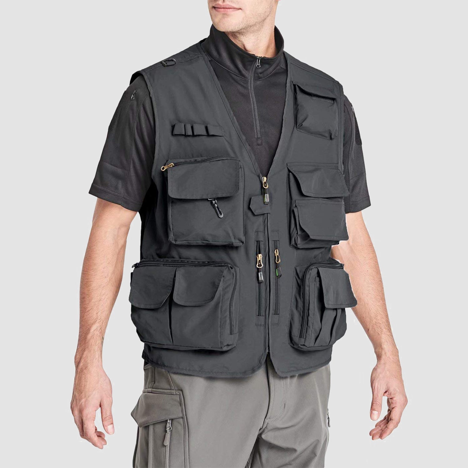 Men's Outerwear Vests Mesh Sleeveless Outdoor Work Vest with Multi Pockets Cargo Waistcoat Fishing - Image 12