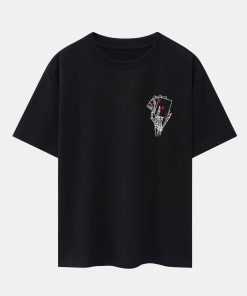 Skull Hand Ace of Hearts Back Print Oversize T-Shirt