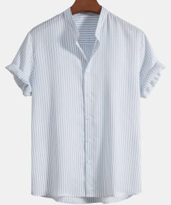 Striped Stand Collar Shirt