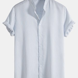 Striped Stand Collar Shirt