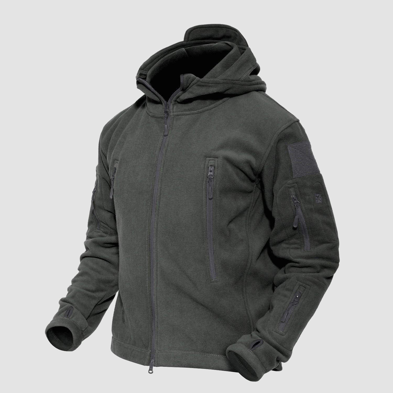 Men's Hoodie Fleece Jacket with 6 Zip-Pockets Warm Winter Jacket Military Tactical Jacket - Image 13