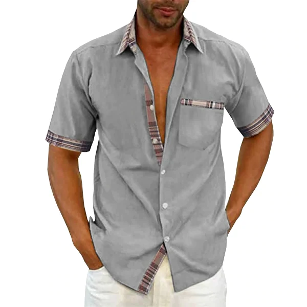 EvalonrealmTM Men's Casual Plaid Collar Button Summer Shirt - Image 4