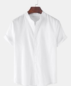 Alternative view of Linen Look Short Sleeve Basic Shirts & Straight Leg Linen Pants