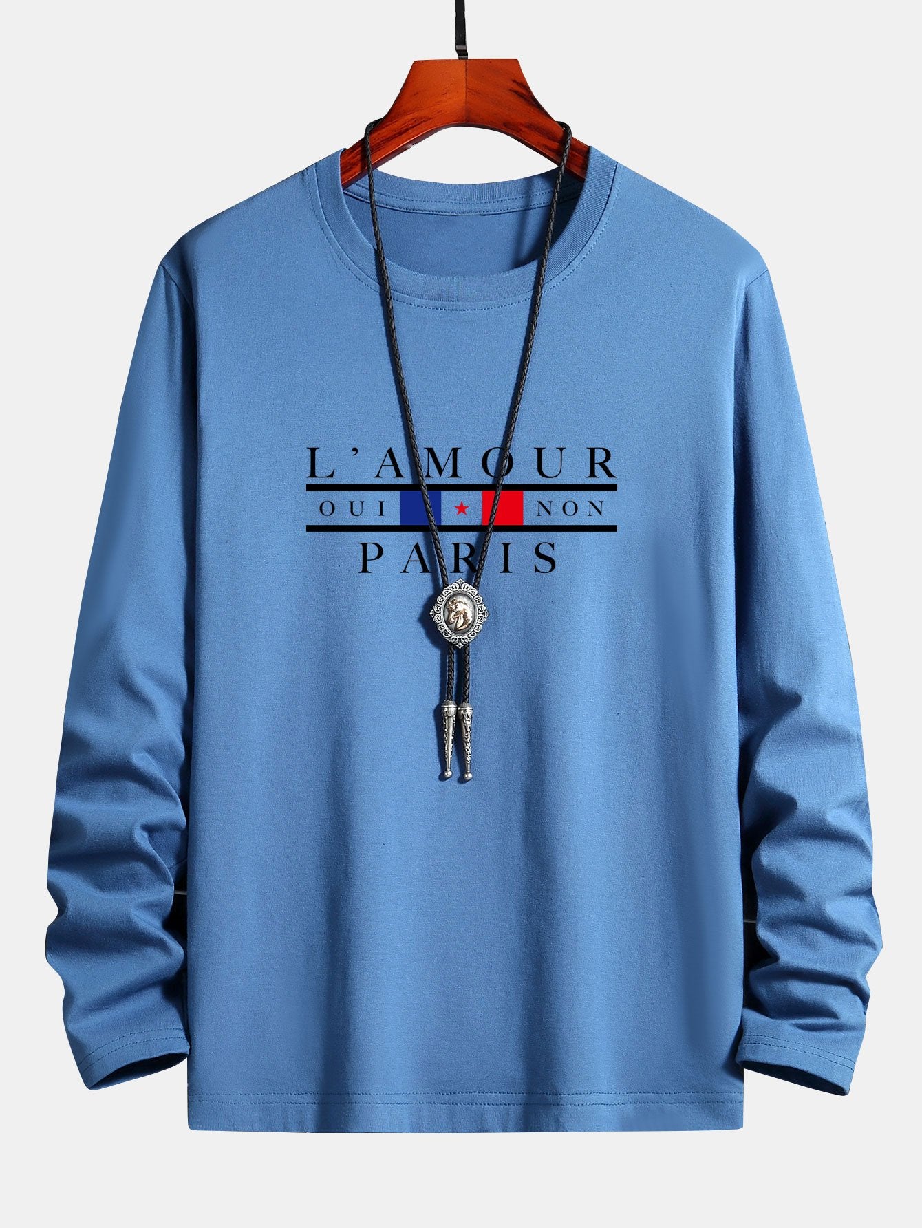 Long Sleeve Paris Slogan Print Cotton T-Shirt - Image 4
