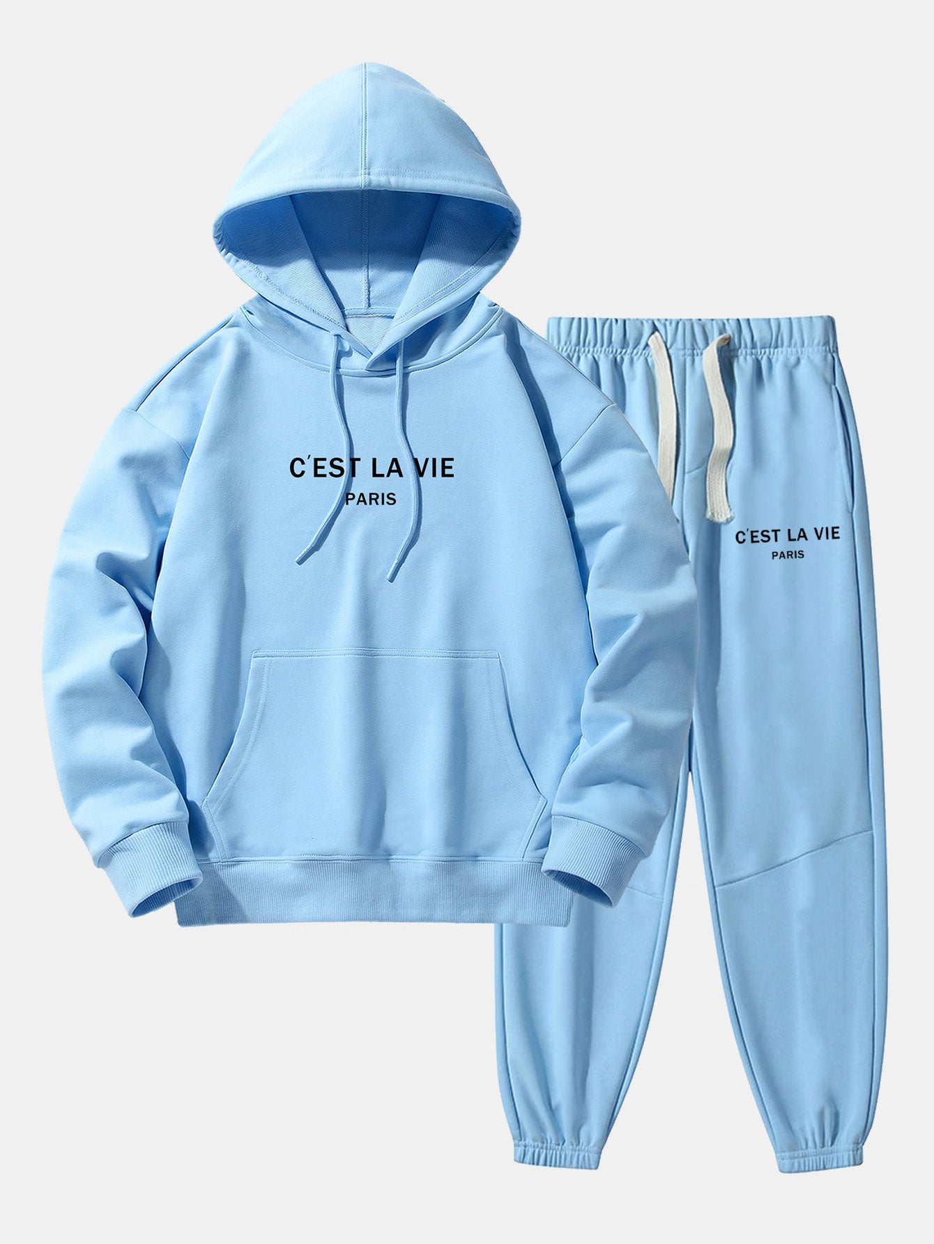 Paris Print Cotton Blend Hoodie & Jogger Pants - Image 24