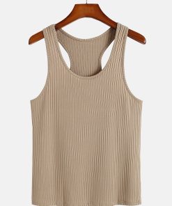 Alternative view of Basic Slim Ribbed Racer Back Tank