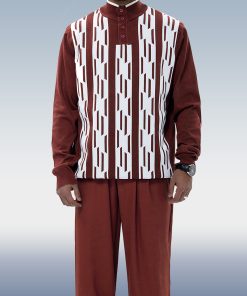 Suitmens Brown Knitted Walking Suit Long Sleeve Suit