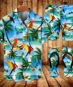 Suitmens Men's Tiki Party Hawaiian Vacation Print Three-Piece Set 030