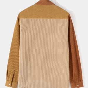 Corduroy Patchwork Button Up Shirt