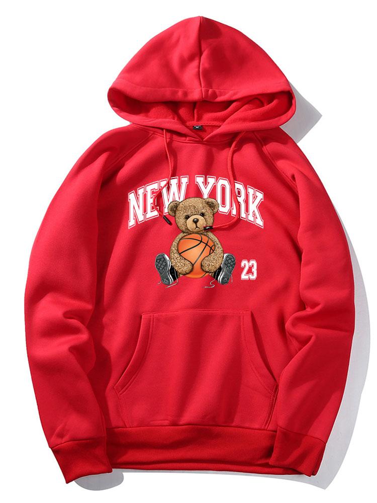 New York Basketball Bear Print Hoodie - Image 9