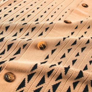 Cafe Criss-Cross Pattern Walking Suit Long Sleeve Set