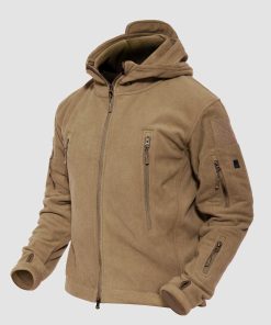 Alternative view of Men's Hoodie Fleece Jacket with 6 Zip-Pockets Warm Winter Jacket Military Tactical Jacket
