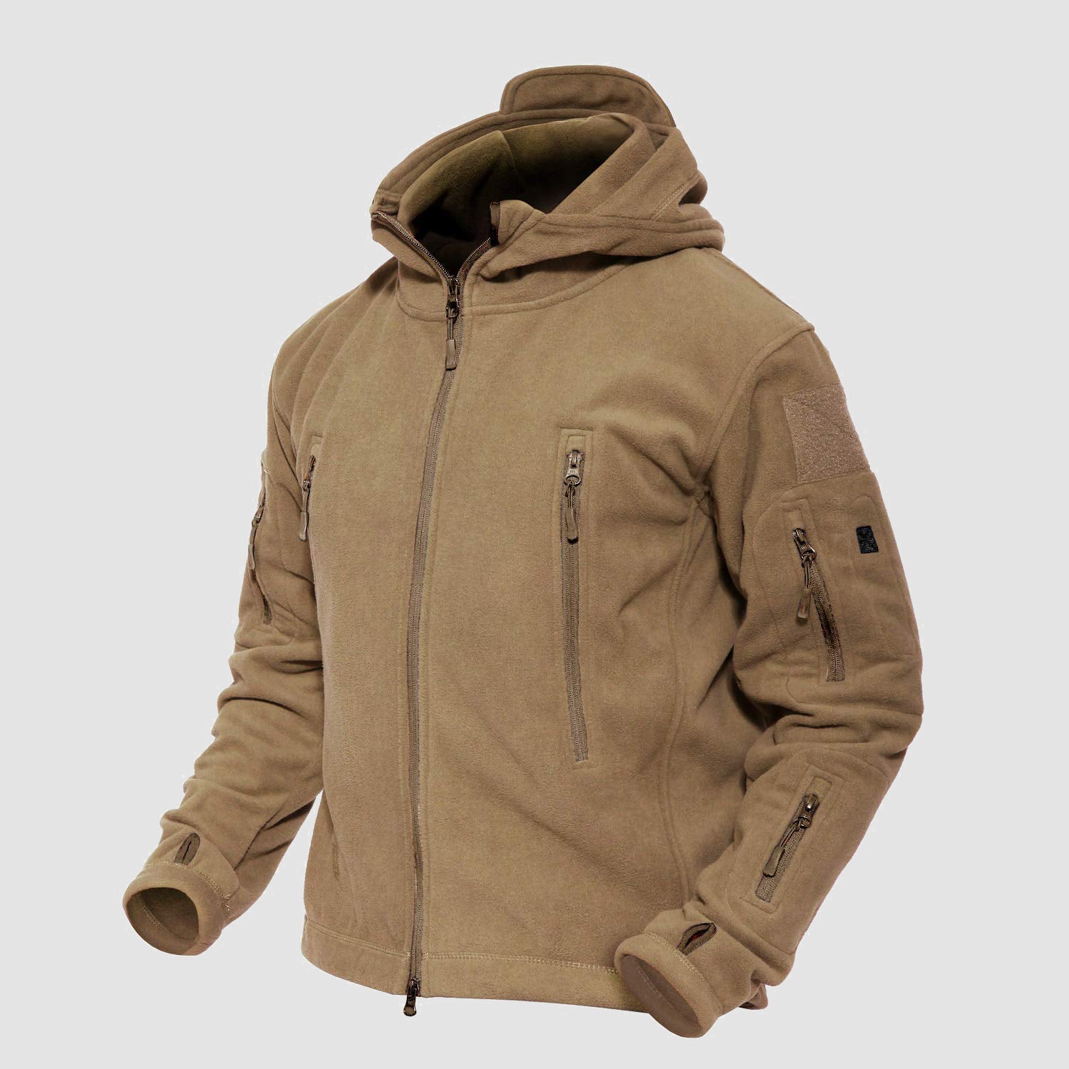 Men's Hoodie Fleece Jacket with 6 Zip-Pockets Warm Winter Jacket Military Tactical Jacket - Image 2