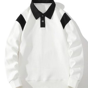 Contrast Polo Sweatshirt