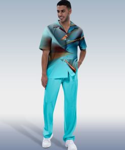 Suitmens Men's Painted Print Short Sleeve Walking Suit 239