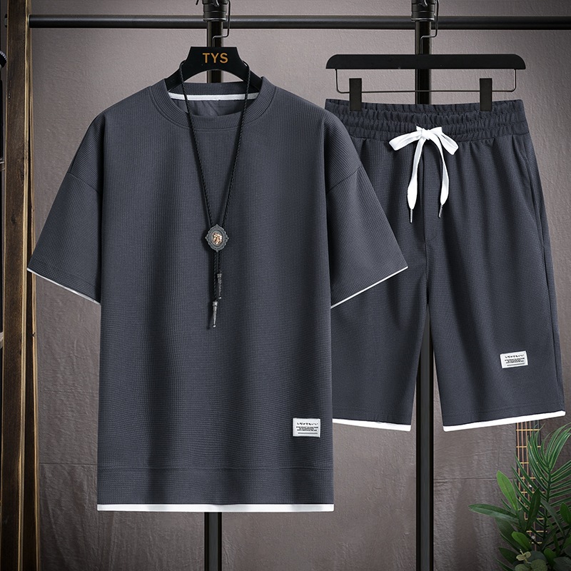 Men's Casual Waffle Shorts Set 6 Colors - Image 5