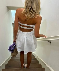 Alternative view of Ruffle Plain Off-Shoulder Mini Dress