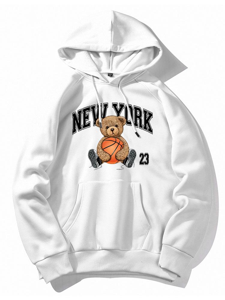 New York Basketball Bear Print Hoodie - Image 5