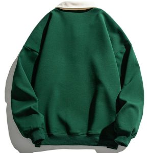 Relax Fit Contrast Polo Sweatshirt