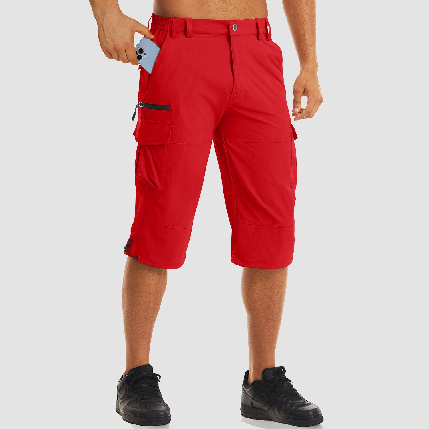 Men's Workout Gym Shorts with 7 Pockets Quick Dry 3/4 Capri for Hiking - Image 7