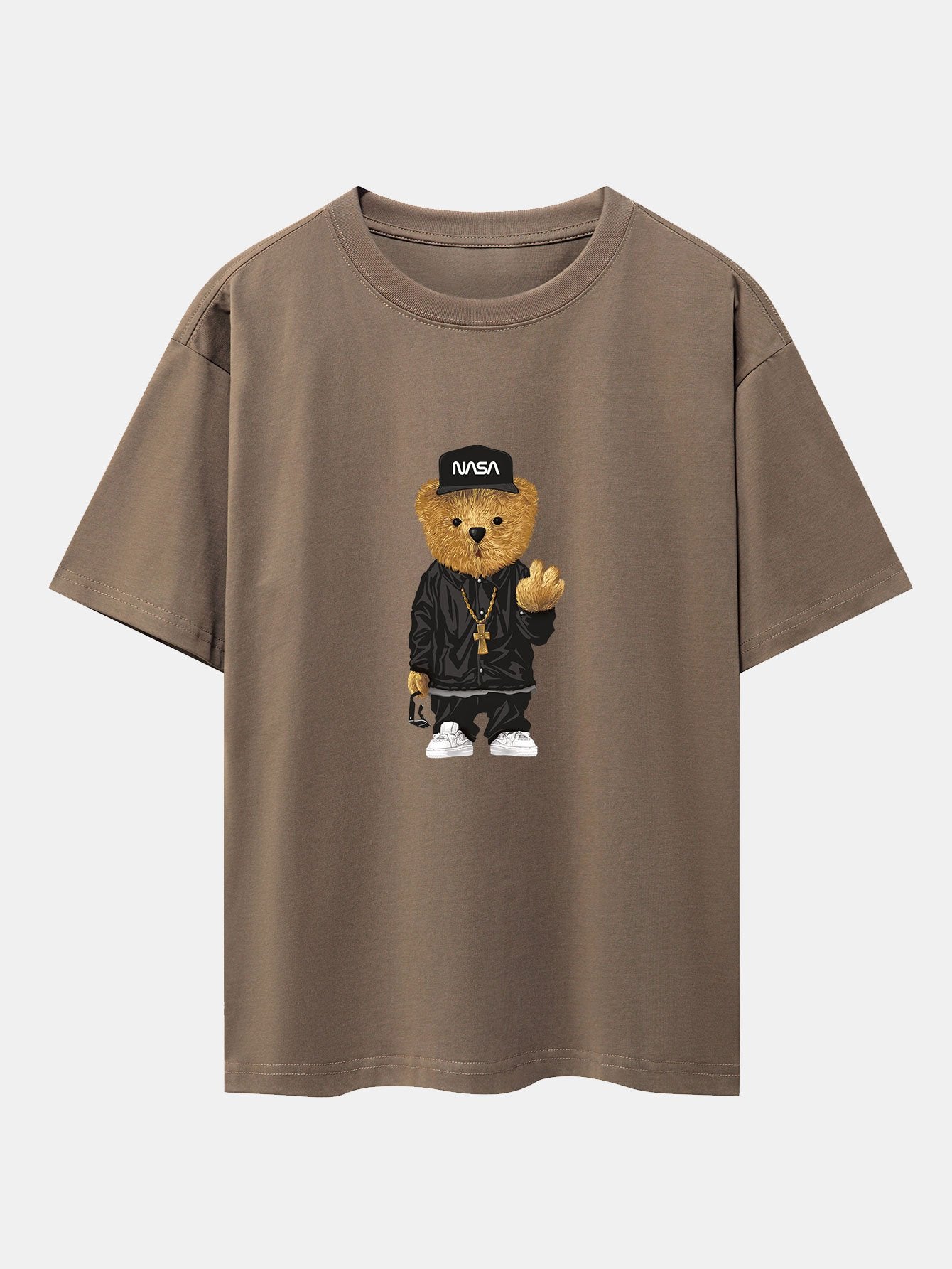 Hip Hop Bear Print Heavy Weight Oversize T-Shirt - Image 11