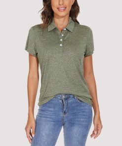 Alternative view of Women's Polo T-Shirts 4-Button Moisture Wicking Athletic Tee Shirts