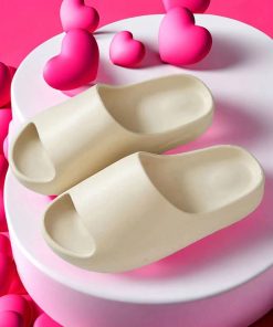 Alternative view of Unisex Chunky Slide Sandals, Couple Soft Indoor Outdoor Slipper Shoes, White