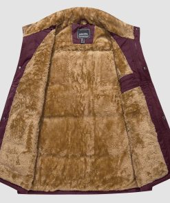 Men's Outerwear Vests Full-Zip Sleeveless Jacket Winter Warm Fleece Lined Vests Stand Collar