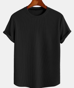 Muscle Fit Arc Hem Ribbed T-Shirt