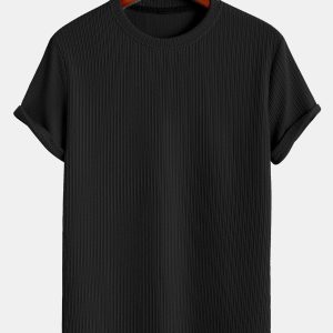 Muscle Fit Arc Hem Ribbed T-Shirt