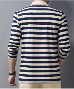 Men's Lapel Striped Polo Shirt