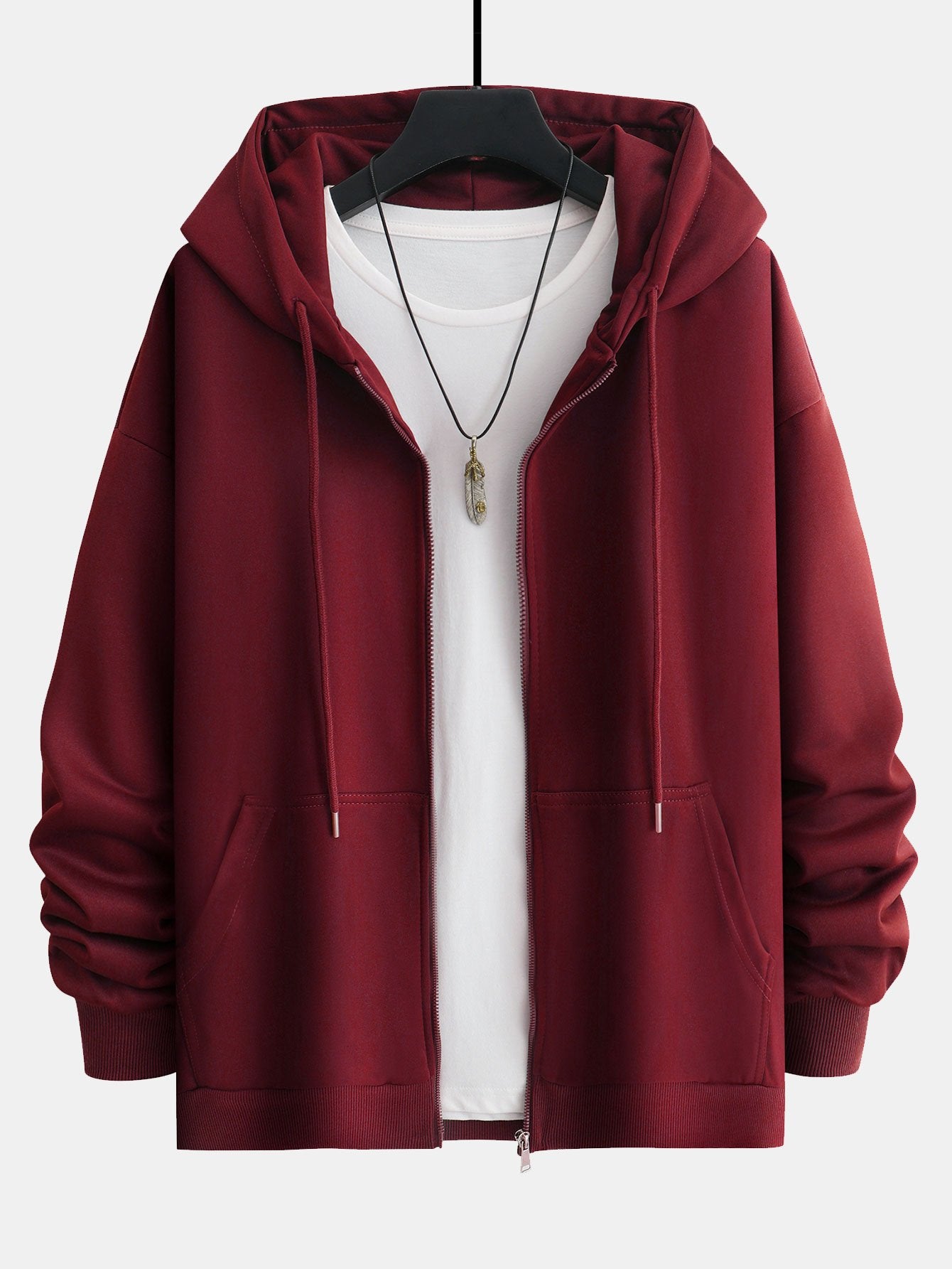 Basic Relax Fit Zip Hoodie - Image 7