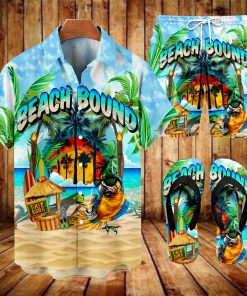 Suitmens Men's Tiki Party Hawaiian Vacation Print Three-Piece Set 027