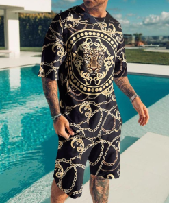 Suitmens Men's Fashion Print Shorts Set 107