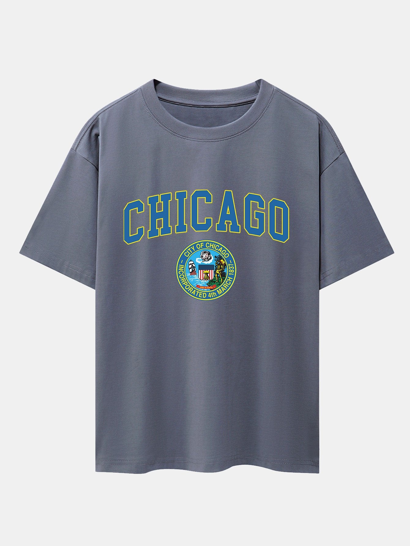 Chicago Coat Of Arms Print Drop Shoulder Oversize T-Shirt - Image 6