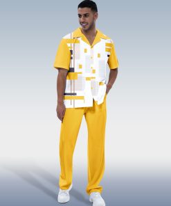 Suitmens Men's Walking Canary - Short Sleeve Men's Two-Piece Lounge Suit