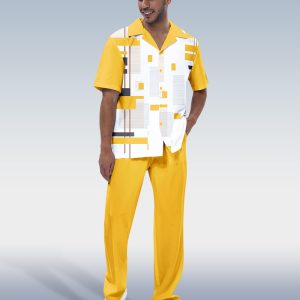 Suitmens Men's Walking Canary - Short Sleeve Men's Two-Piece Lounge Suit
