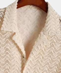 Alternative view of Wavy Jacquard Textured Cuban Shirt