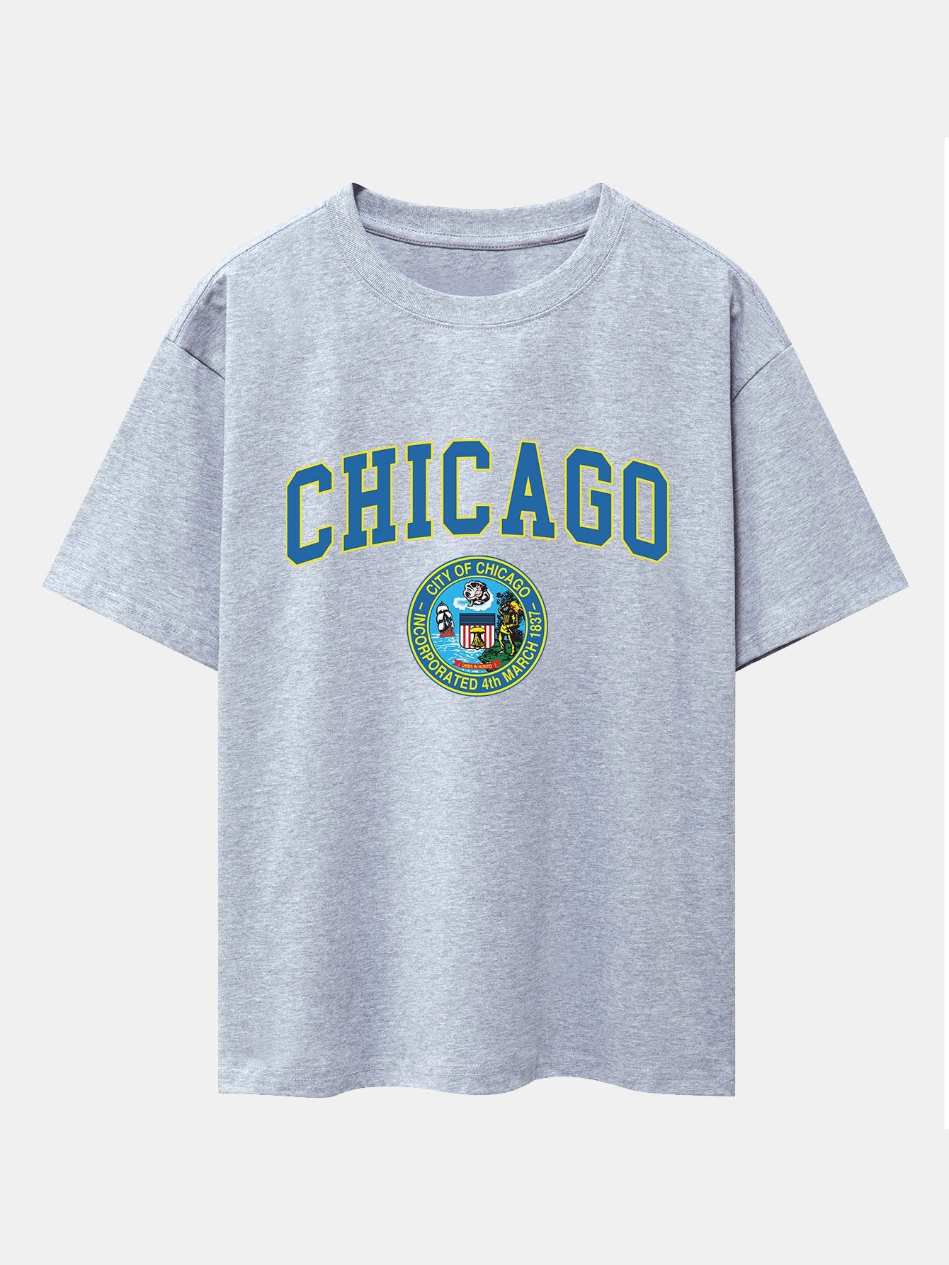 Chicago Coat Of Arms Print Drop Shoulder Oversize T-Shirt - Image 3