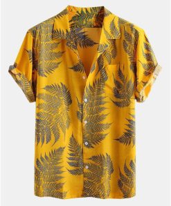 Tropical Plants Print Shirts & Swim Shorts