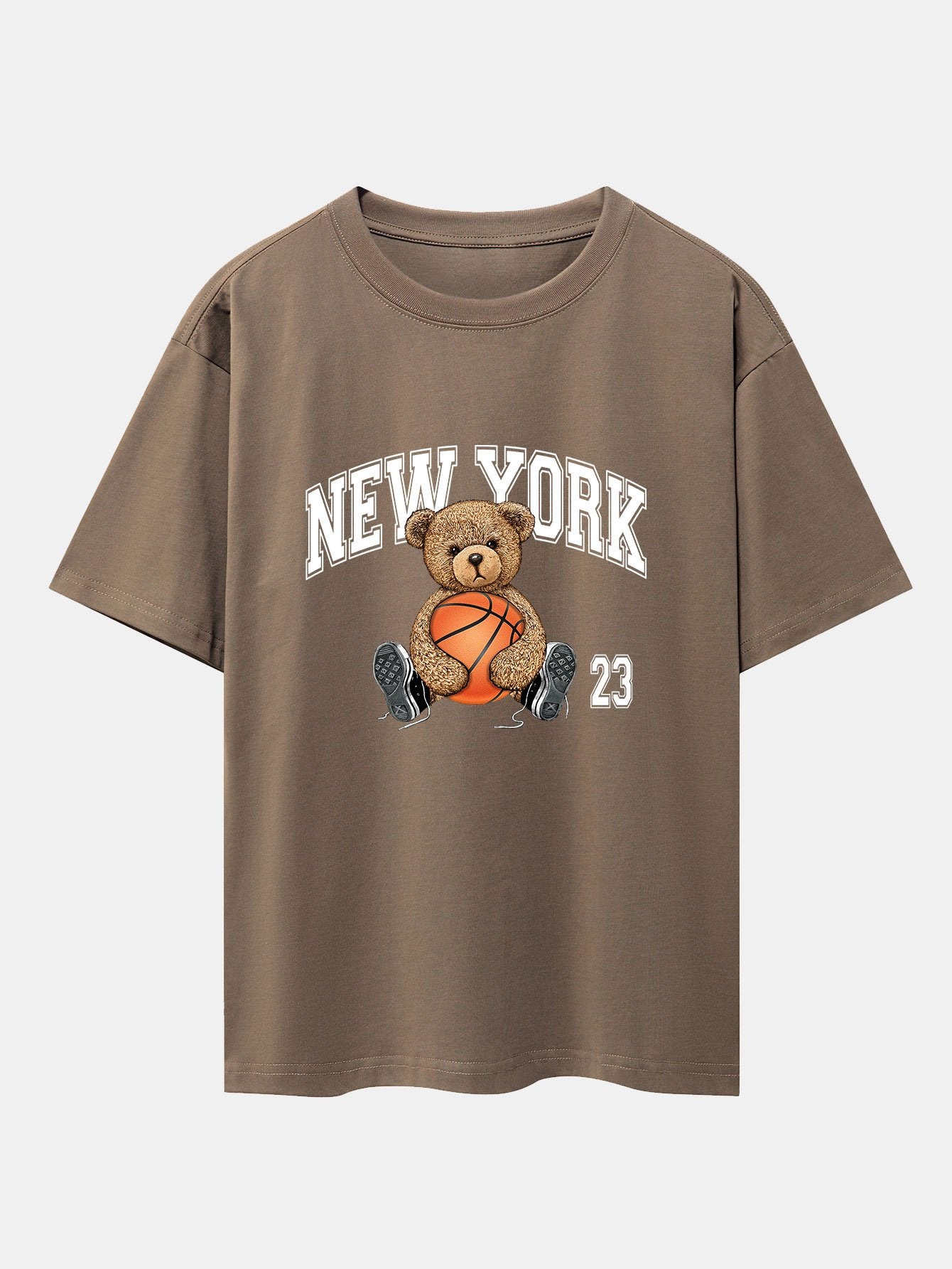 New York Basketball Bear Print Heavy Weight Oversize T-Shirt - Image 3