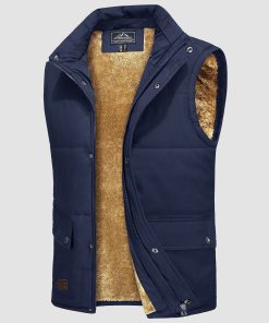 Alternative view of Men's Outerwear Vests Sleeveless Winter Stand Collar Padded Vest Warm Fleece Lined