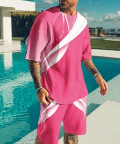 Suitmens Men's Art Pink Shorts Suit