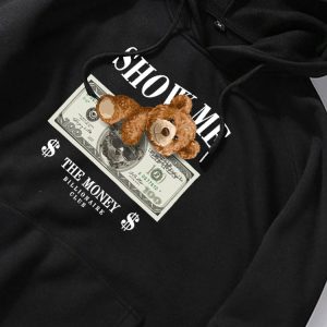 Money Bear Print Hoodie