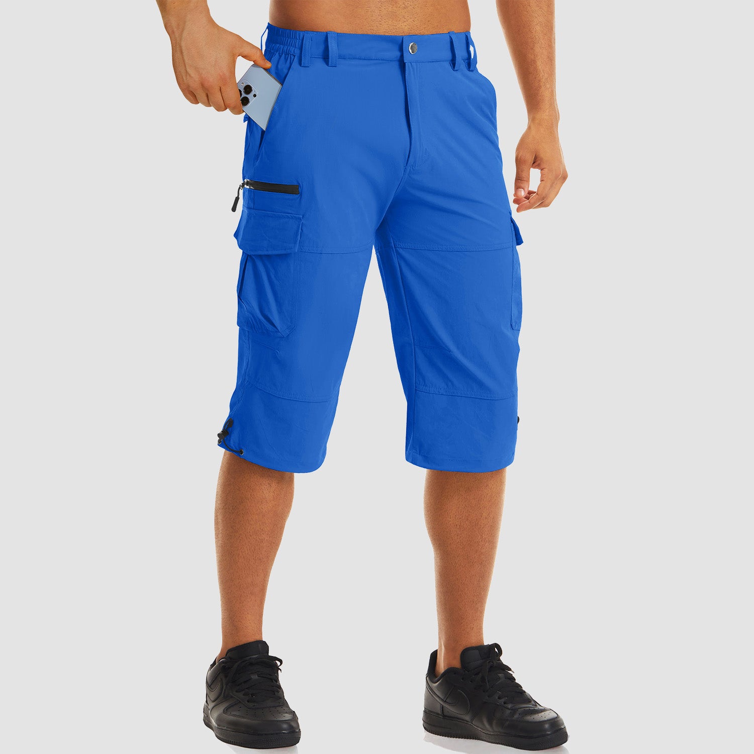 Men's Workout Gym Shorts with 7 Pockets Quick Dry 3/4 Capri for Hiking - Image 3