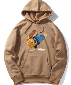 Break Dance Bear Print Hoodie