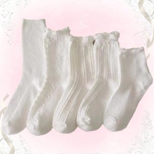 Kawaii 3pairs Women Random Version Solid Crew Socks