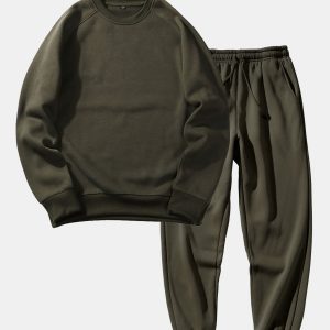 Basic Crew Neck Sweatshirt & Jogger Pants